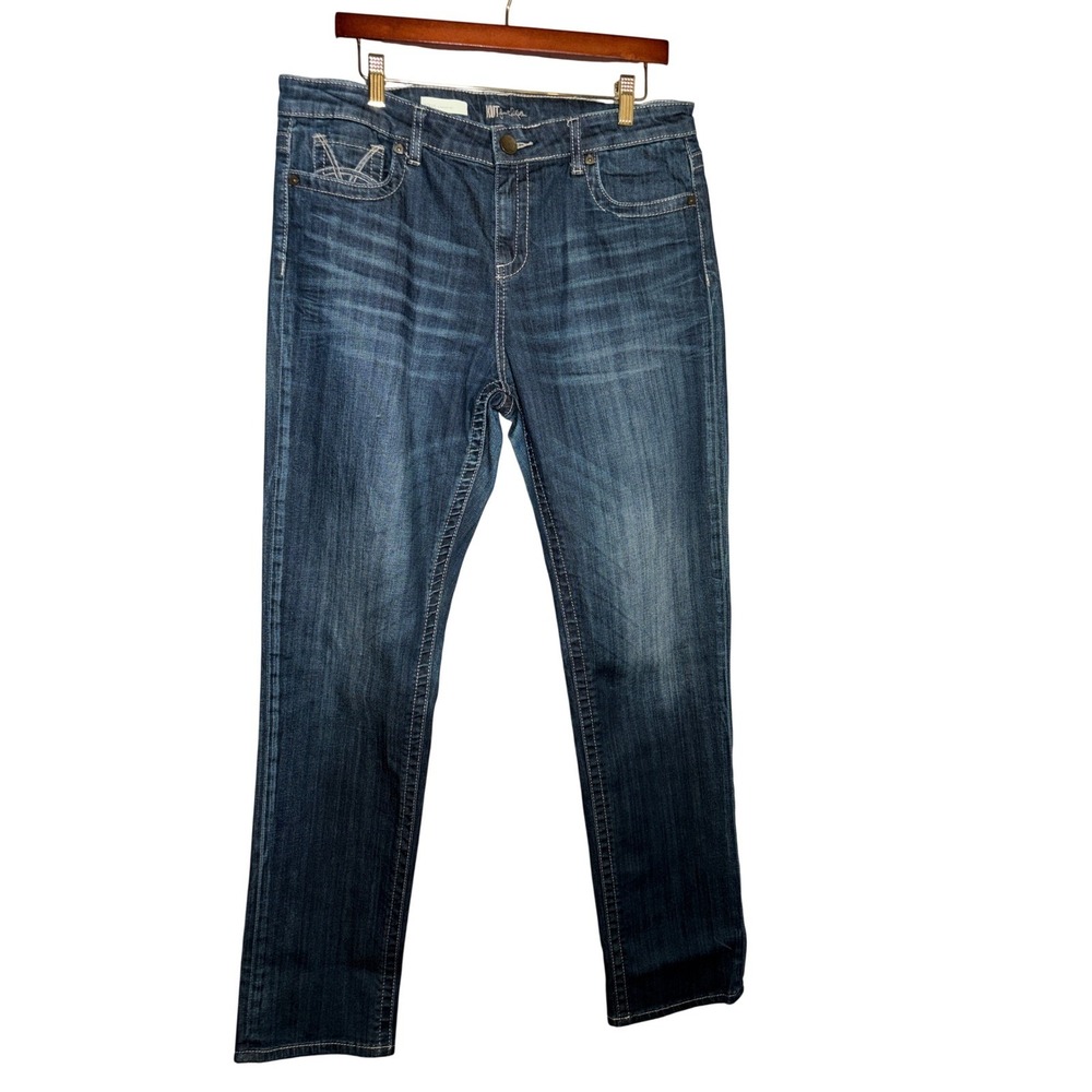 KUT from the Kloth Stevie Straight Leg Jeans Dark Wash Blue Denim Size 12 Casual
